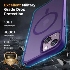 iPhone 14 Magnetic Transparent Case, MagSafe Compatible - Shockproof Military Grade Protection Wireless Charging