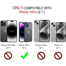 Military Grade Slim iPhone 14 Pro Case with Magnetic Guard MagSafe Compatible Navy Blue Protective Translucent Phone Case