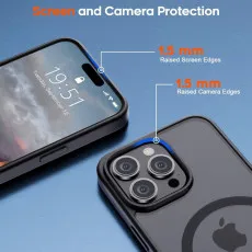 Loadbasket Premium iPhone 15 Pro Magnetic Case [MagSafe Ready] Slim Matte Black Shockproof Cover | UK