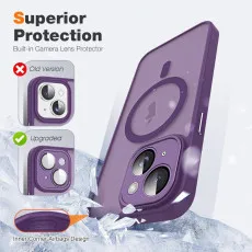 iPhone 15 Plus Case Purple - Mag-Safe Compatible, Magnetic, Grip & Camera Protection | UK