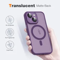 iPhone 15 Plus Case Purple - Mag-Safe Compatible, Magnetic, Grip & Camera Protection | UK