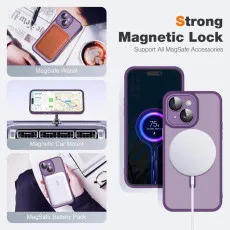 iPhone 15 Plus Case Purple - Mag-Safe Compatible, Magnetic, Grip & Camera Protection | UK