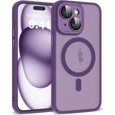 iPhone 15 Plus Case Purple - Mag-Safe Compatible, Magnetic, Grip & Camera Protection | UK
