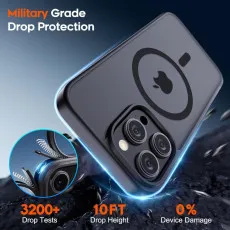 MagSafe iPhone 15 Pro Max Case, [10 FT Drop Protection] Slim Shockproof, Wireless Charging Compatible, Black