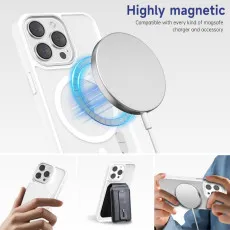 iPhone 15 Pro Max MagSafe Case, Frosted Clear Matte, Slim Shockproof Silicone Bumper, White