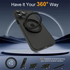 iPhone 11 Pro Case MagSafe Compatible, 360° Magnetic Ring Holder, Military-Grade Shockproof Slim Matte Black Cover