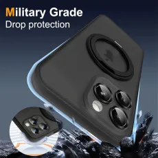 iPhone 11 Pro Case MagSafe Compatible, 360° Magnetic Ring Holder, Military-Grade Shockproof Slim Matte Black Cover