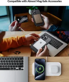 MagSafe iPhone 12 Pro Case with 360° Ring, Shockproof Black | Wireless Charging Compatible