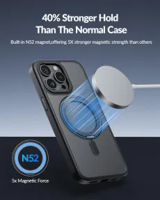 MagSafe iPhone 12 Pro Case with 360° Ring, Shockproof Black | Wireless Charging Compatible