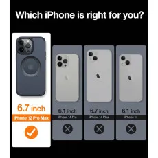 iPhone 12 Pro Max Case, 360° Rotatable Ring Stand, MagSafe Compatible, Shockproof, Slim Translucent Back - Black