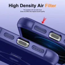 MagSafe-Compatible iPhone 15 Pro Blue Case with Rotatable Metal Ring Holder