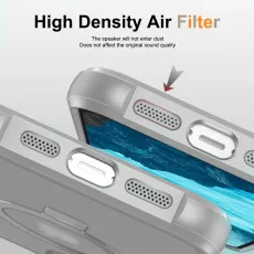 iPhone 16 Case in Grey with Ring Holder & Shockproof