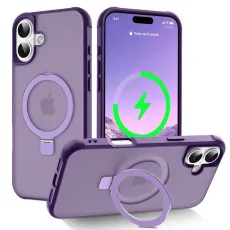 MagSafe purple iPhone 16 case with ring holder