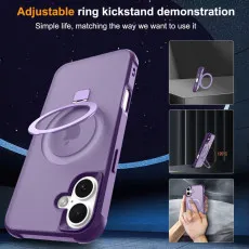 Ostand 360° Spin Ring MagSafe Black Case for iPhone 16