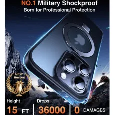 Shockproof Ring Case Black for iPhone 16 Pro Max–  Ultimate Protection & 360° Magnetic Stand