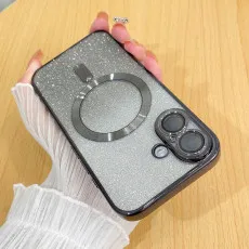 Glitter MagSafe Case for iPhone 16 - Black | Stylish Protection & Wireless Charging