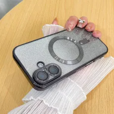Glitter MagSafe Case for iPhone 16 - Black | Stylish Protection & Wireless Charging