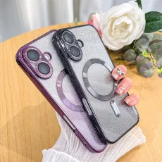 Purple Glitter Bling MagSafe Case Cover for iPhone 16 | Shockproof & Stylish TPU Protection
