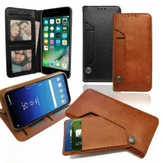 Leather Wallet Case with Credit Card Holder For iPhone 16 – Magnetic Closure, Shockproof Protective Cover