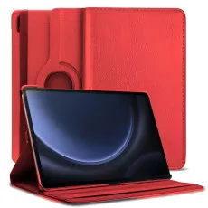 red rotating stand case for Samsung Galaxy Tab S10 Ultra, showing front cutouts