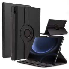 Samsung Tab S10 Plus case with 360 rotating stand in black