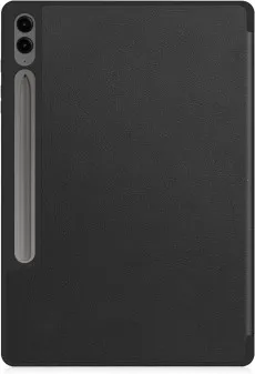 Close-up of black book stand case for Samsung Galaxy Tab S10 Plus