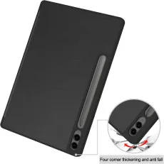 Black case with book stand for Samsung Galaxy Tab S10 Plus, showing full device protection