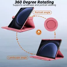 Pink Protective Case for Samsung Galaxy Tab S9 with Adjustable Rotating Stand