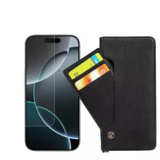 iPhone 16 Pro Magnetic Leather Wallet Case - Card Holder, RFID Protection, Slim Design