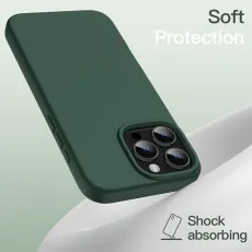 Premium Liquid Silicone Case for iPhone 15 Pro Max - Stylish Green Protection