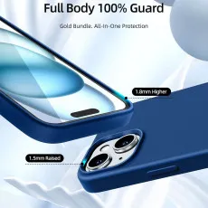 iPhone 15 Case - Liquid Silicone Slim Shockproof Protective Cover for 6.1 Inch iPhone 15 | Blue