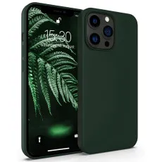 iPhone 13 Pro dark green soft liquid silicone case with elegant design