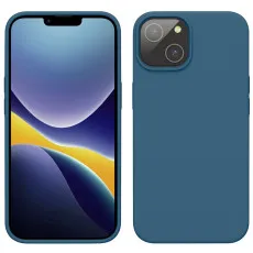 Blue silicone case for iPhone 14 with a slim and lightweight design