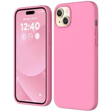 iPhone 15 Silicone Case in pink with soft TPU material