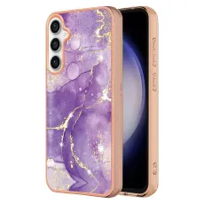 Samsung Galaxy S25 case with a purple marble design front view