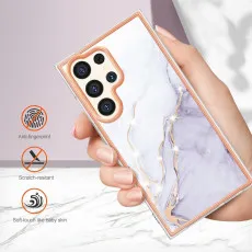 Durable TPU and PC materials in the white marble phone case