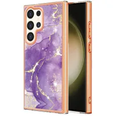 Samsung Galaxy S25 Ultra case with a purple marble design front view