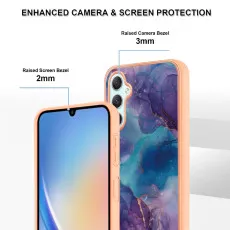 Purple marble case with raised edges, offering stylish protection for the Galaxy S25 Plus screen and camera