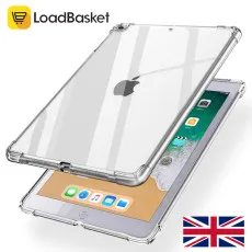 Clear transparent iPad 6th Gen case with shockproof bumper protection.