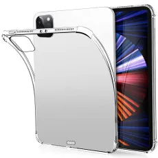 Front view of iPad Pro 12.9-inch (2021) in clear case with shockproof bumper.