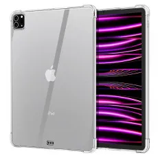 Front view of iPad Pro 12.9 (2022) with crystal clear bumper case.