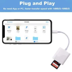 2-in-1 8 Pin SD/TF Card Reader Adapter for iPhone & iPad iOS - Transfer Instantly