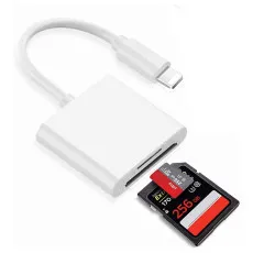 2-in-1 8 Pin SD/TF Card Reader Adapter for iPhone & iPad iOS - Transfer Instantly