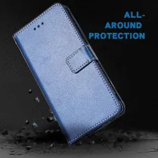 Honor 200 Blue Leather Wallet Case with drop protection