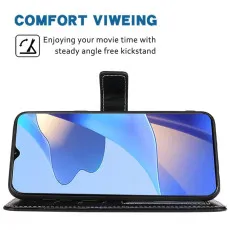 Honor 200 Black Leather Wallet Case adjustable stand