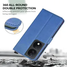 Honor 90 Smart Blue Leather Wallet Case with shockproof protection