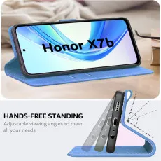 Honor 90 Smart Blue Leather Wallet Case with stand