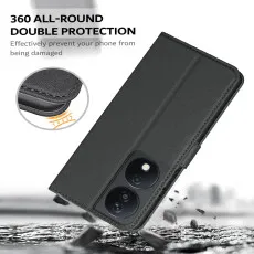 Honor 90 Smart Black Leather Wallet Case with drop protection