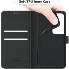 Honor 90 Smart Black Leather Wallet Case with soft inner material