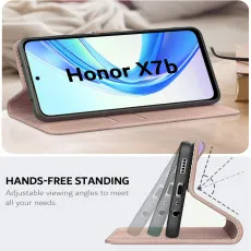 Honor 90 Smart Rose Gold Leather Wallet Case with stand